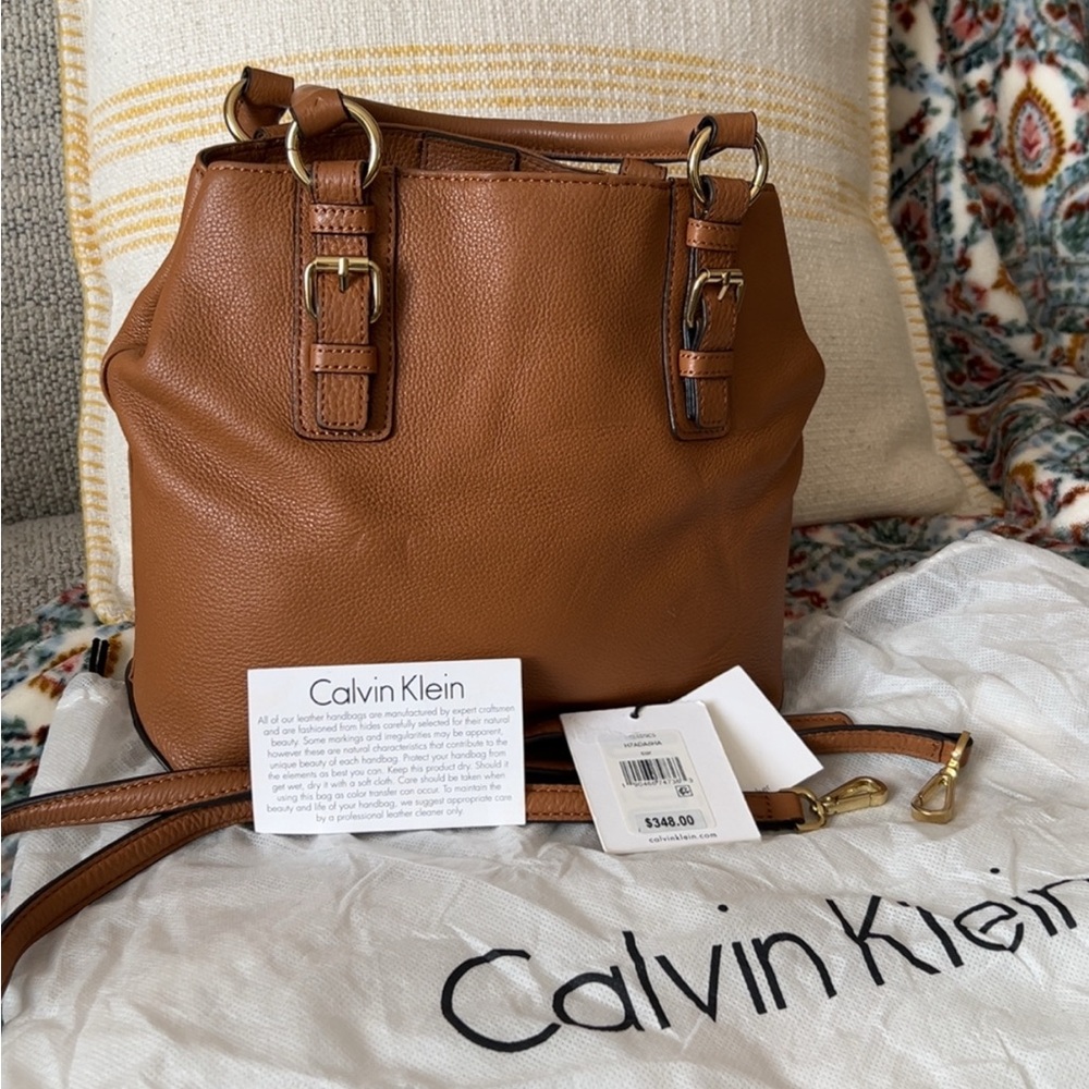 Calvin Klein Brown Leather Shoulder Bag - Picture 2 of 5